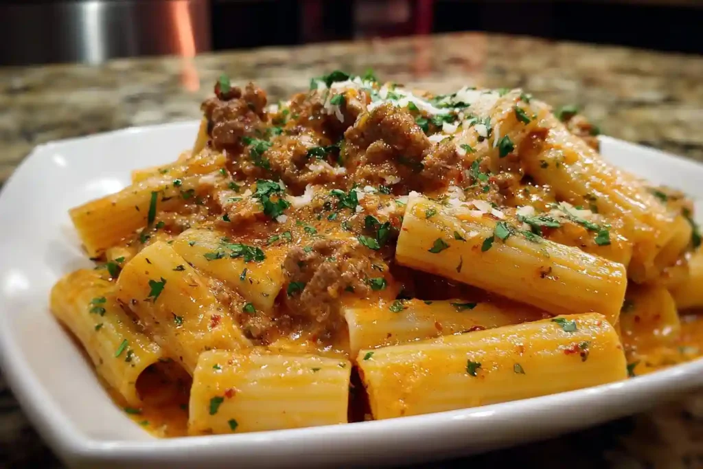 Velvety Cajun Beef Penne in Creamy Velveeta Alfredo