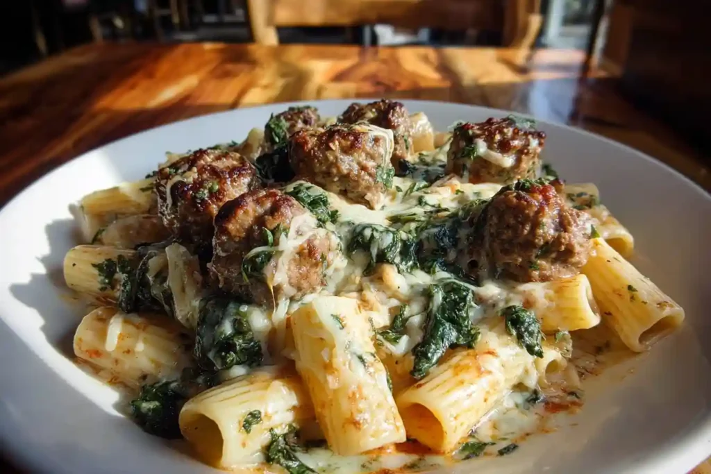 Cheesy Beef and Italian Sausage Rigatoni in Garlic Butter Sauce