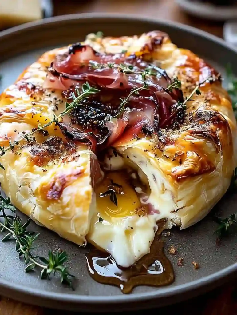 Baked Brie in Puff Pastry with Honey, Fig, and Prosciutto 4 Baked Brie in Puff Pastry with Honey, Fig, and Prosciutto