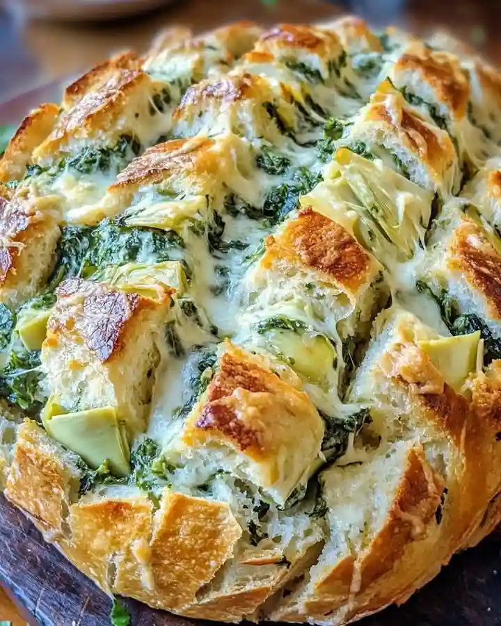 Cheesy Spinach and Artichoke Pull-Apart Sourdough Bread 4 Cheesy Spinach and Artichoke Pull-Apart Sourdough Bread