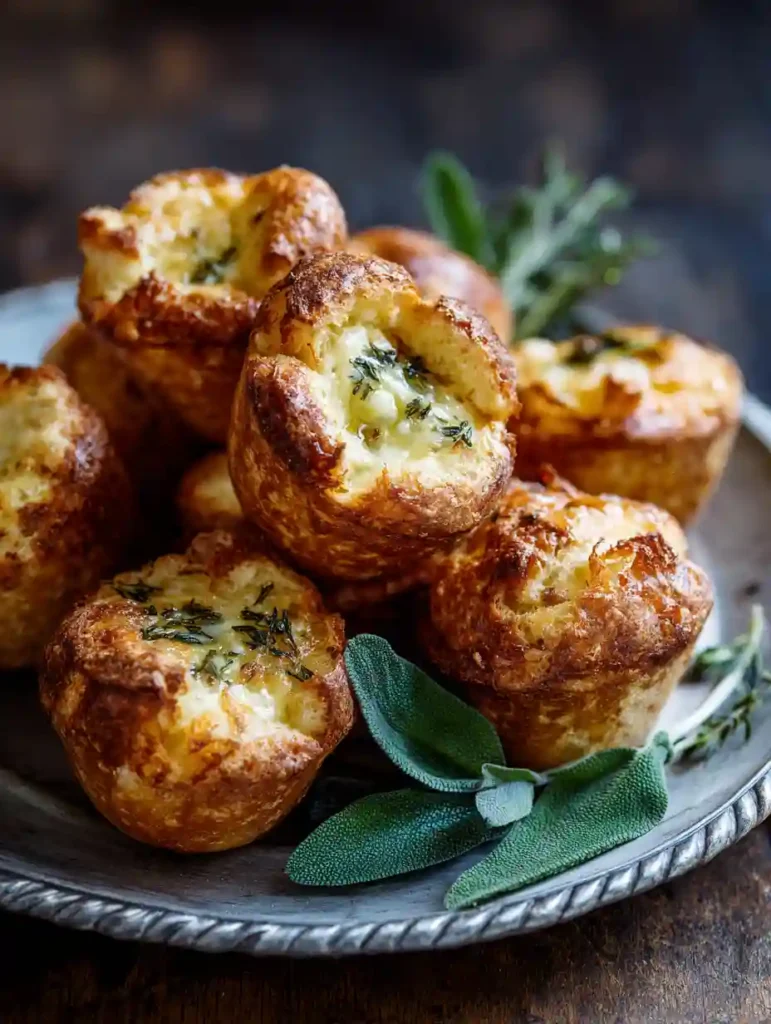 Parmesan Sage Popovers with Garlic Butter 4 Parmesan Sage Popovers with Garlic Butter