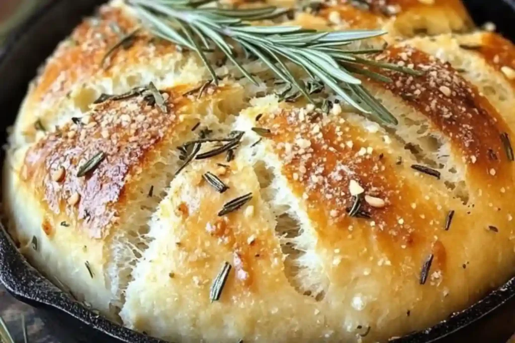 Rustic Garlic Rosemary Skillet Bread