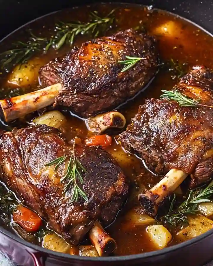 Slow-Cooked Lamb Shanks with Herb-Infused Gravy 4 Slow-Cooked Lamb Shanks with Herb-Infused Gravy