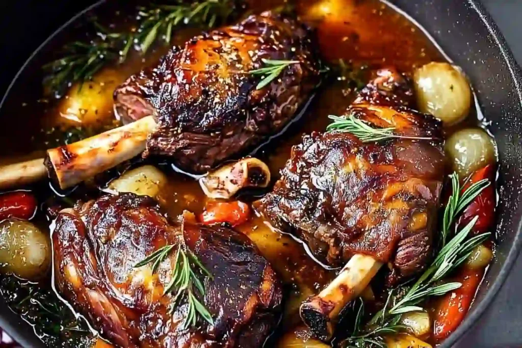 Slow-Cooked Lamb Shanks with Herb-Infused Gravy
