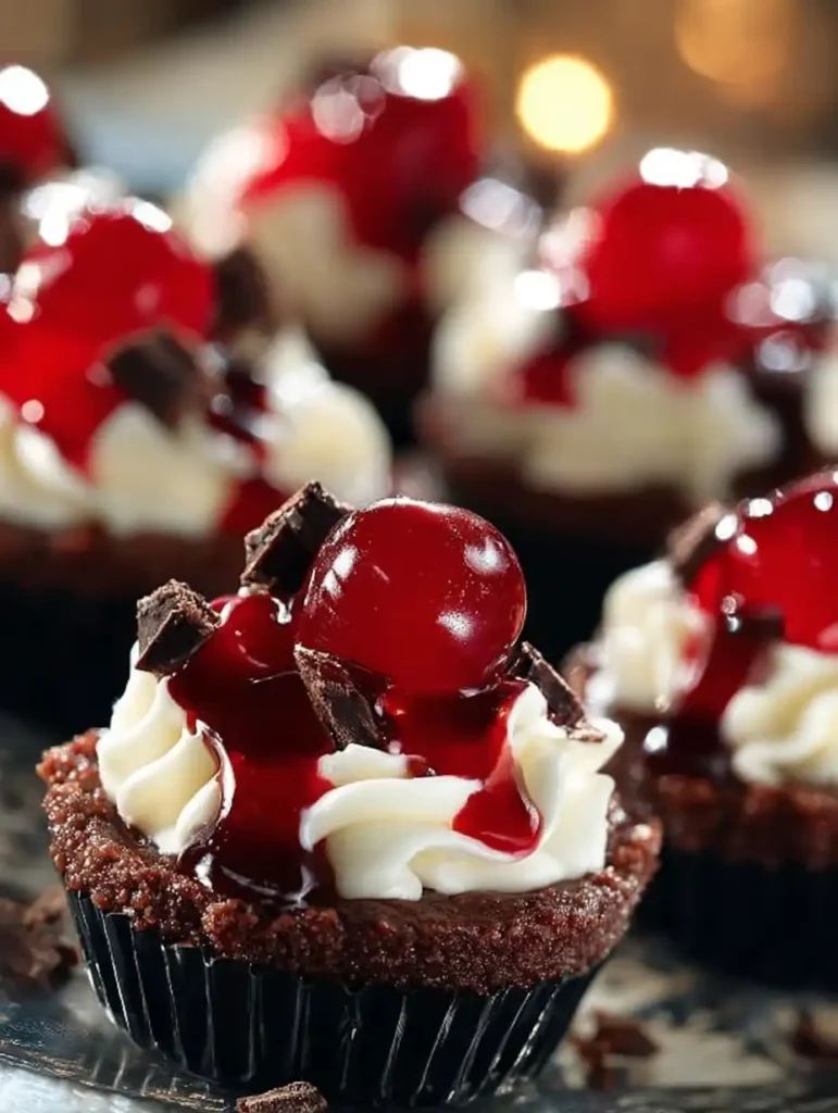 Indulge in Mini Black Forest Cheesecakes - The Perfect Sweet Treat! 4 Mini Black Forest Cheesecakes