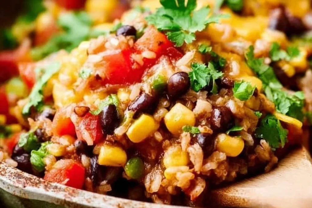 Delicious burrito bowl filled with fresh ingredients and vibrant colors.
