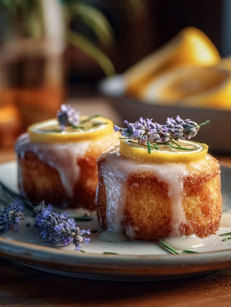 Mini Lemon Cakes With Lavender Glaze 4 Mini Lemon Cakes With Lavender Glaze