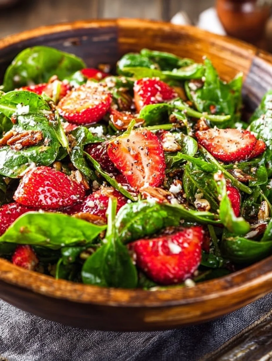 Spinach Strawberry Salad with Balsamic Poppyseed Dressing 4 Spinach Strawberry Salad with Balsamic Poppyseed Dressing